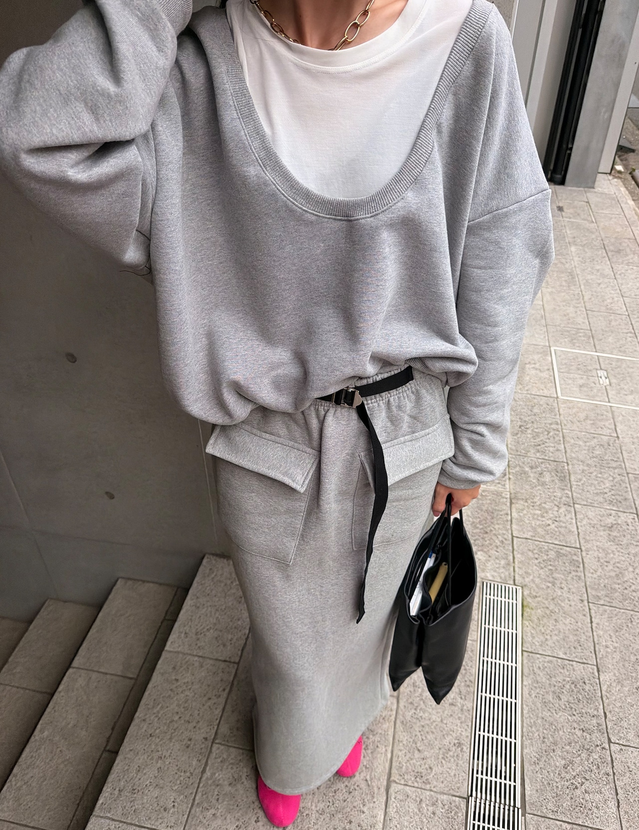 【新作5%OFF・3日間】★裏起毛★Buckle Sweat Skirt_2colors