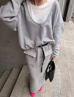 【新作5%OFF・3日間】★裏起毛★Buckle Sweat Skirt_2colors