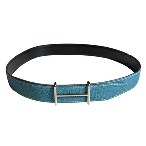 HERMES “blue jean” × black reversible leather belt