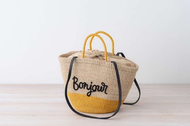アジョリー かごバッグ「Bonjour」（3色）
