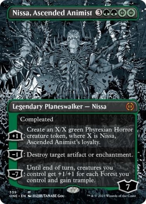 MTG《向上した精霊信者、ニッサ/Nissa, Ascended Animist(ONE)》英語 ボーダーレス Foil