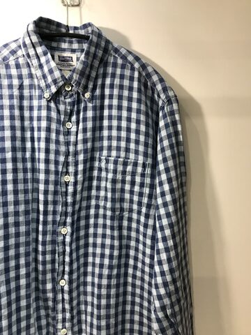 TIGRE BROCANTE インディゴギンガムチェックスタンドカラーロング 