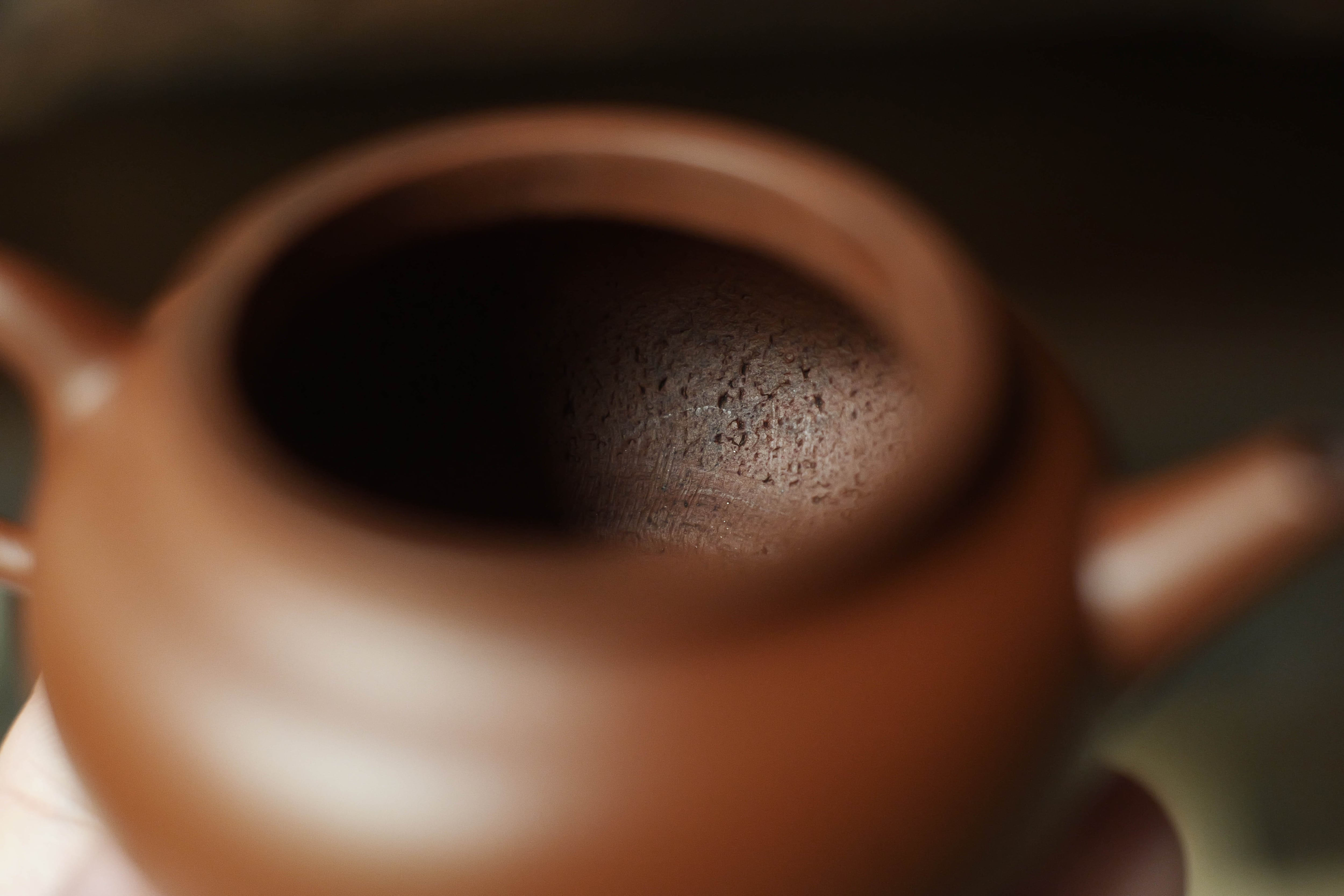 宜興紫砂壺「扁燈」（約75cc・全手工）・趙莊朱泥嫩鉱/老鉱ブレンド