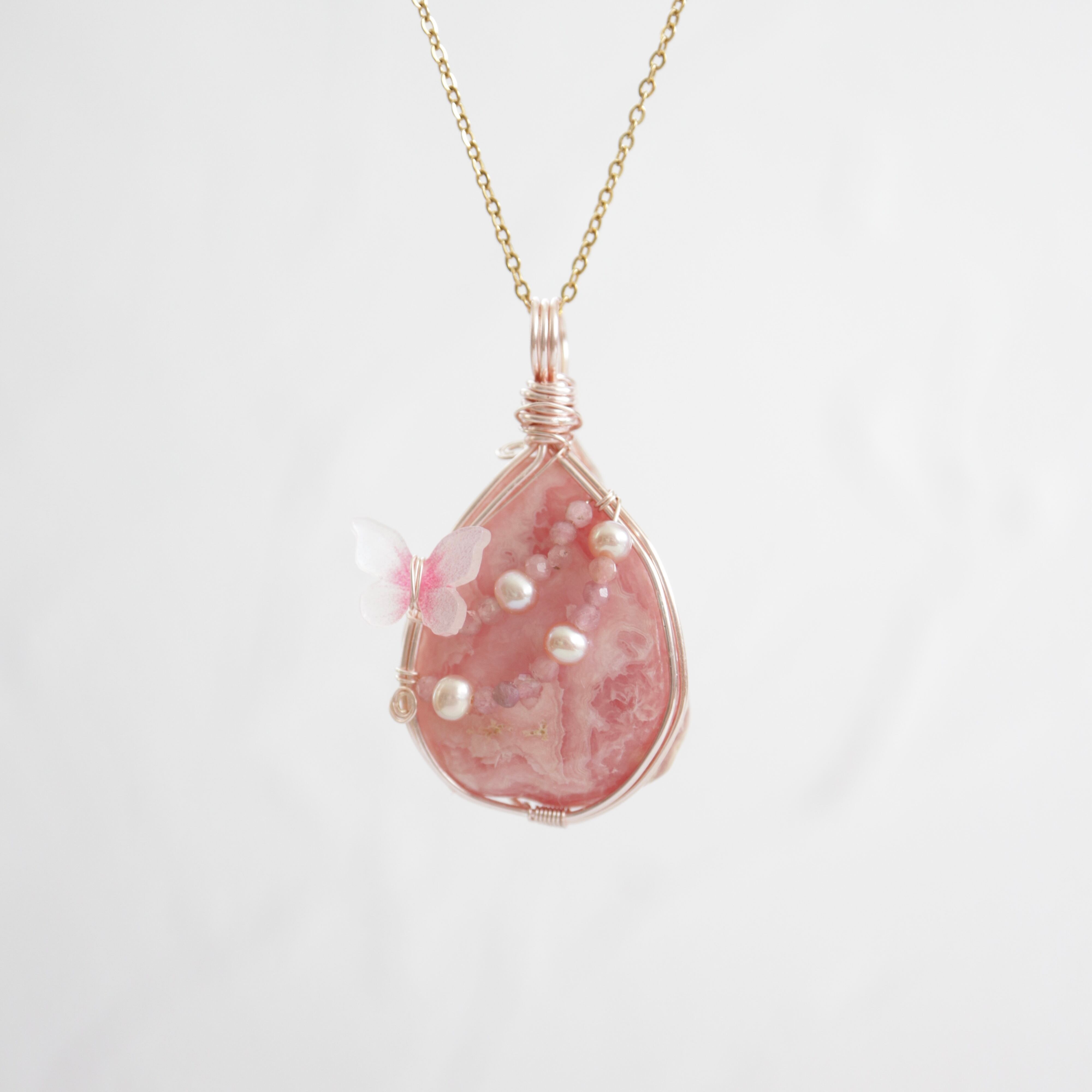 1点もの インカローズ タンブル ワイヤーラッピング