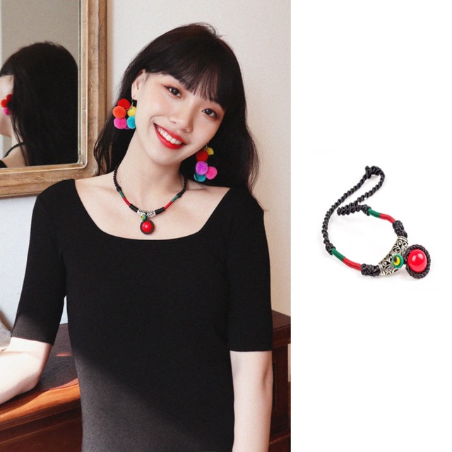 エスニックスタイルネックレス スタンダードチェーン レトロ レース 延命家ファッション36212920128