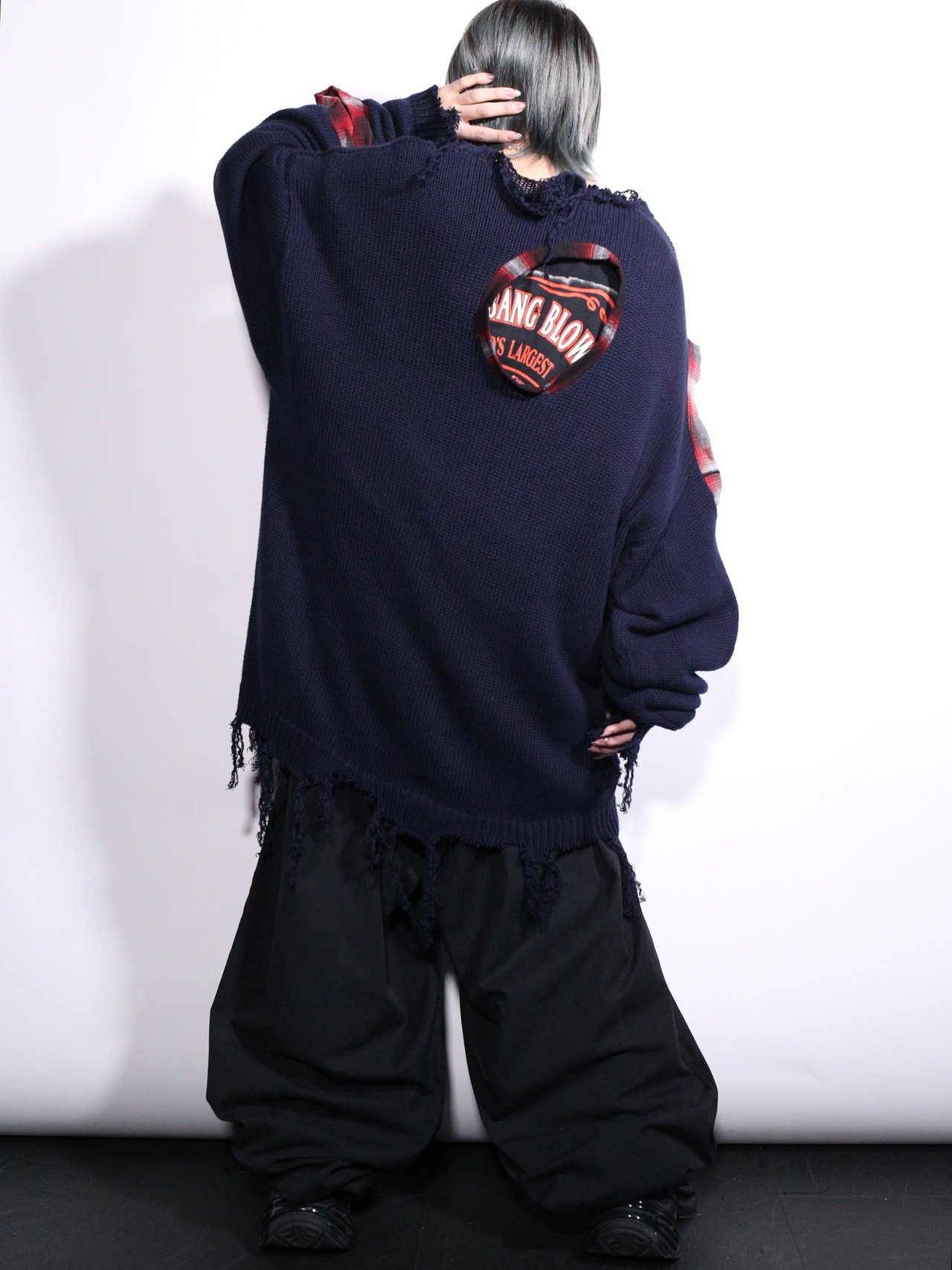 REMAKE / ”random dots” × ”boro” custom cotton knit - 5