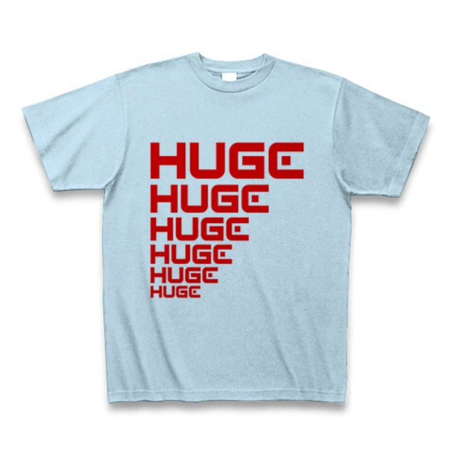 MR.HUGE LINE HUGE ROGO（ライン HUGE ロゴ）PRINTED Tシャツ　ライトブルー×レッド