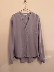 rich&royal ペールパープルオープンカラーシルクブラウス