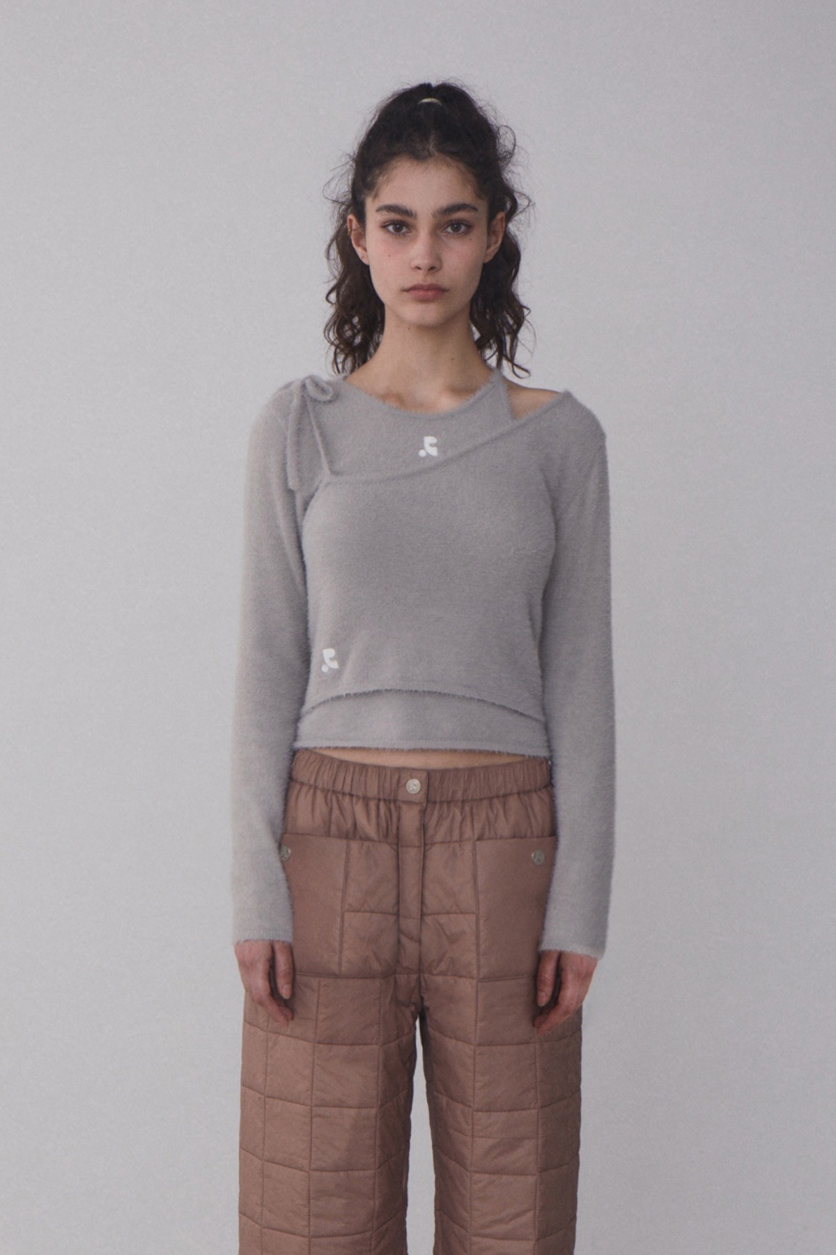 [rest & recreation] RR UNBALANCE LAYERED KNIT TOP - GREY 正規韓国ブランド 韓国 ...