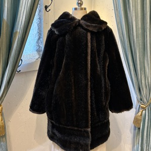 60's70's dark brown faux fur coat