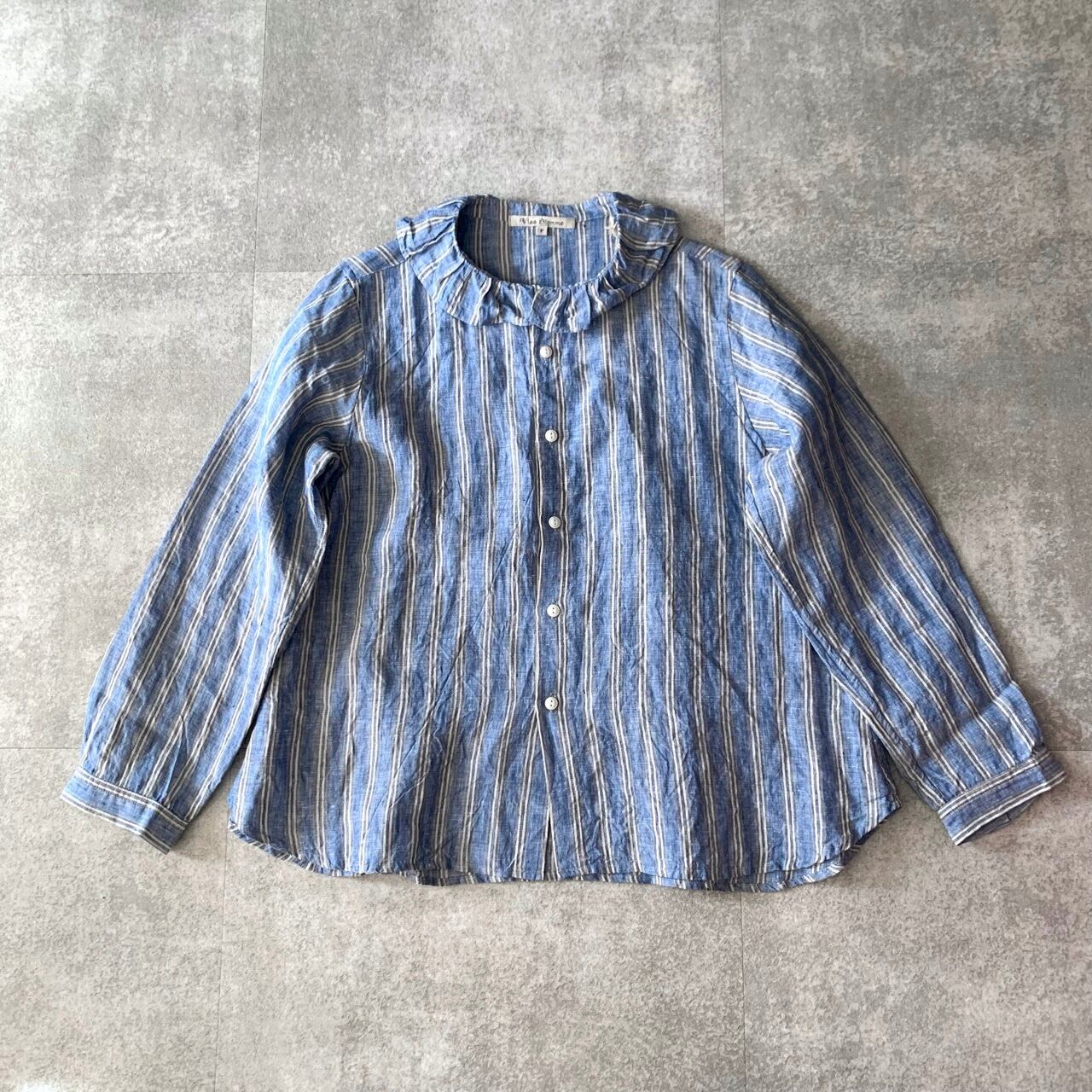 Vlas Blomme ヴラスブラム Vintage Stripe フリル衿シャツ | hanahana