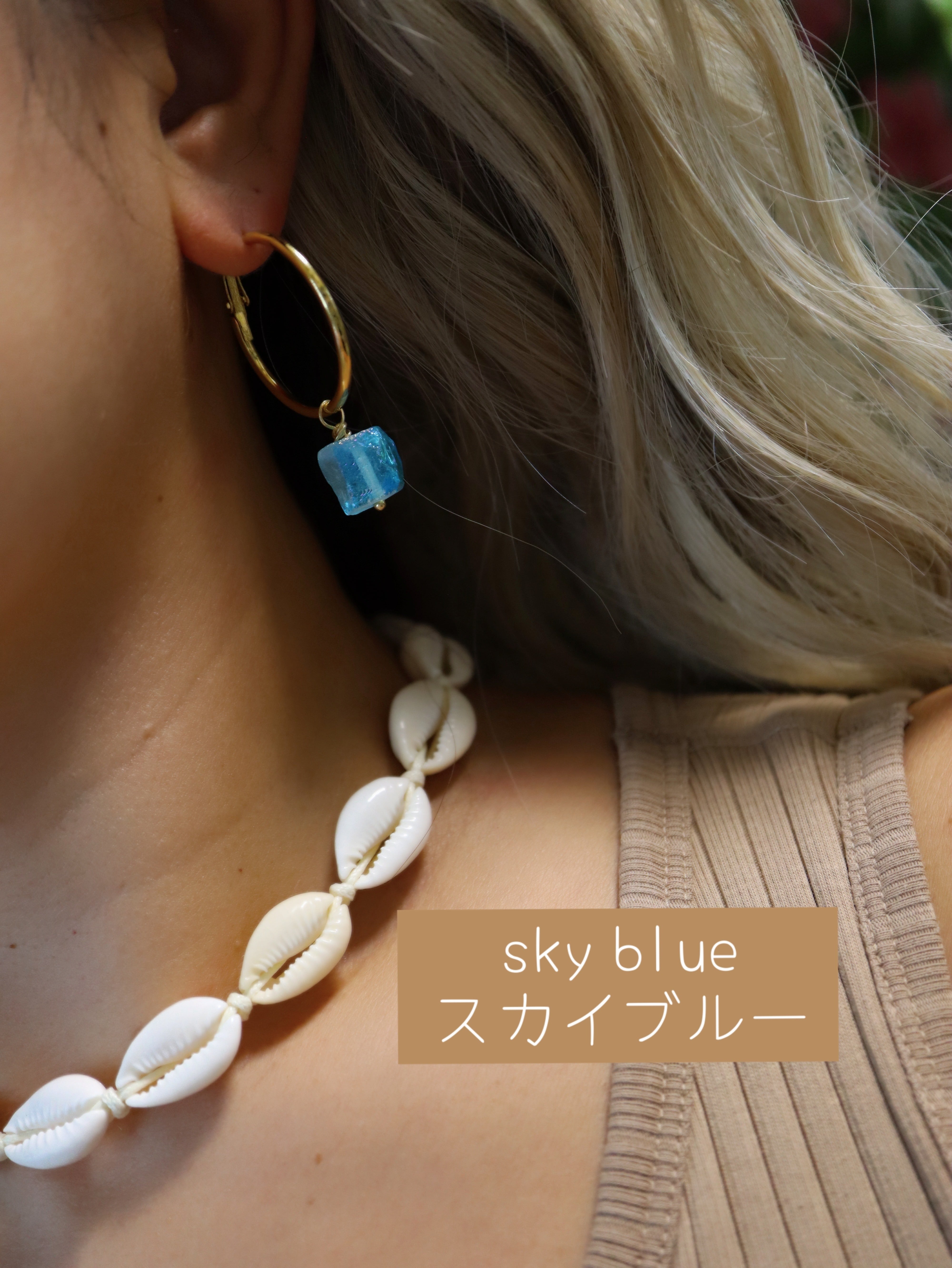 5color Quartz hoop earrings (5カラークォーツフープピアス