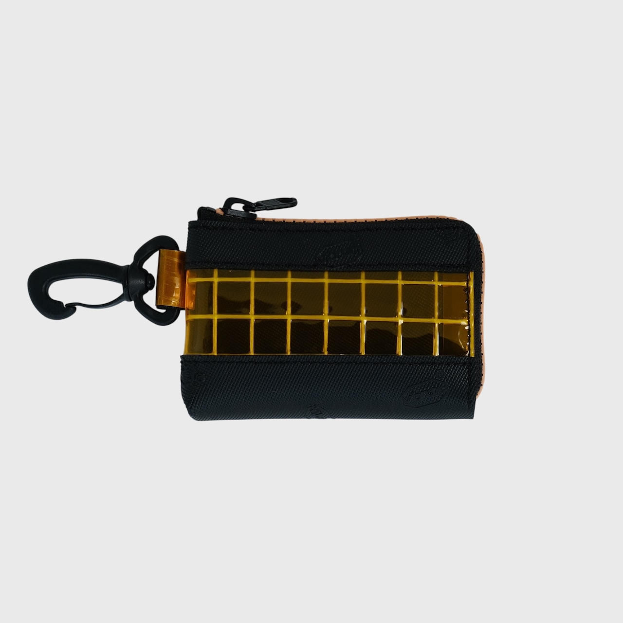 vibram card case (black×orange) with orange glowing zip