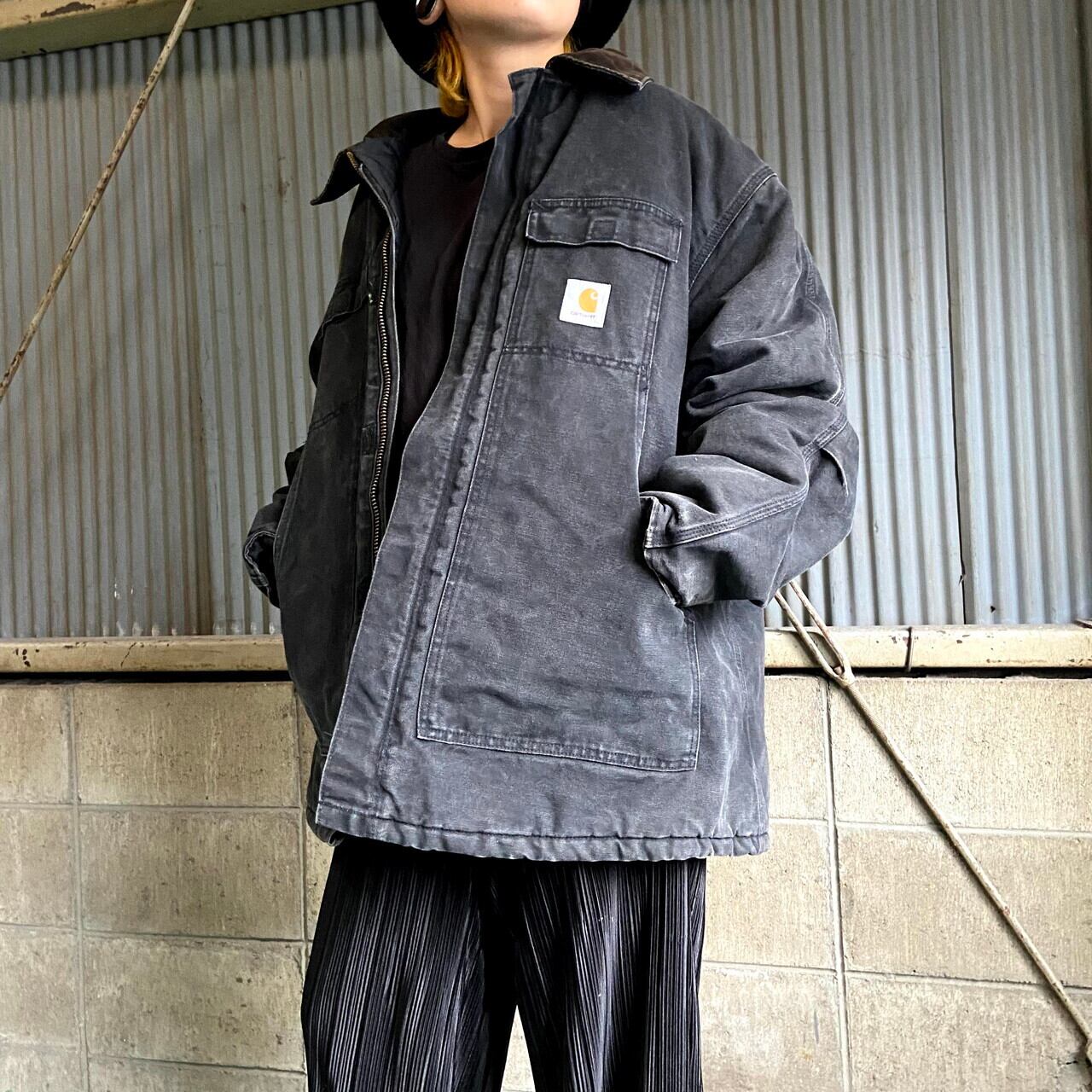 ビッグサイズ 80年代 USA製 カーハート トラディショナルコート ワークジャケット メンズ2XL相当 古着 Carhartt ダック地  カバーオール 中綿入り キルティングライナー ブラック 黒色 ヴィンテージ ビンテージ【ワークジャケット】【AL2110】 cave  古着屋【公式】古着 ...