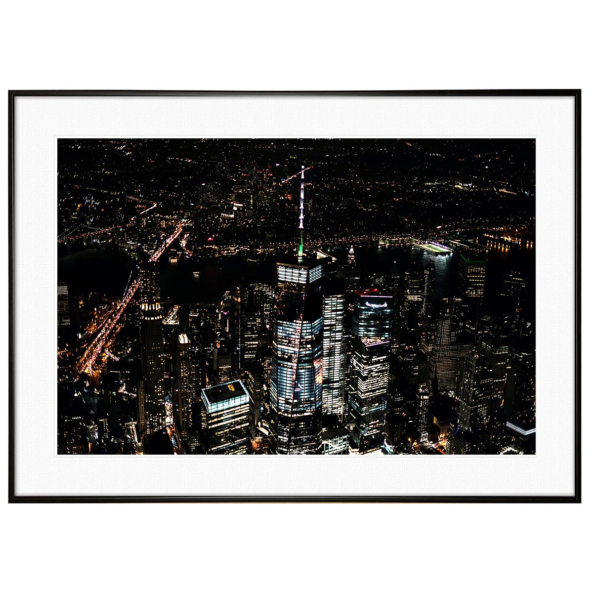 アメリカ写真 ニューヨークの夜景 インテリア モノクロアートポスター額装 AS1921