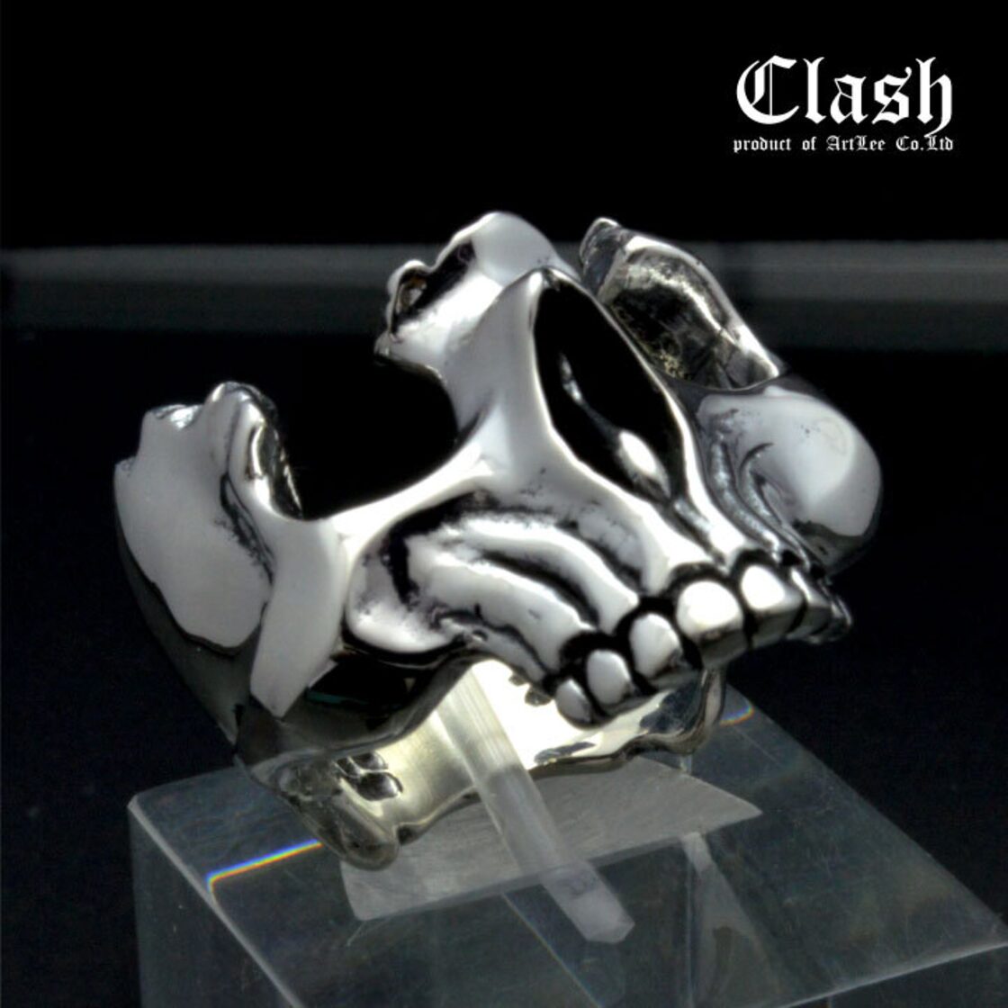 Clash】割れた頭の髑髏 ブロークンスカルリング 銀製(シルバー925 