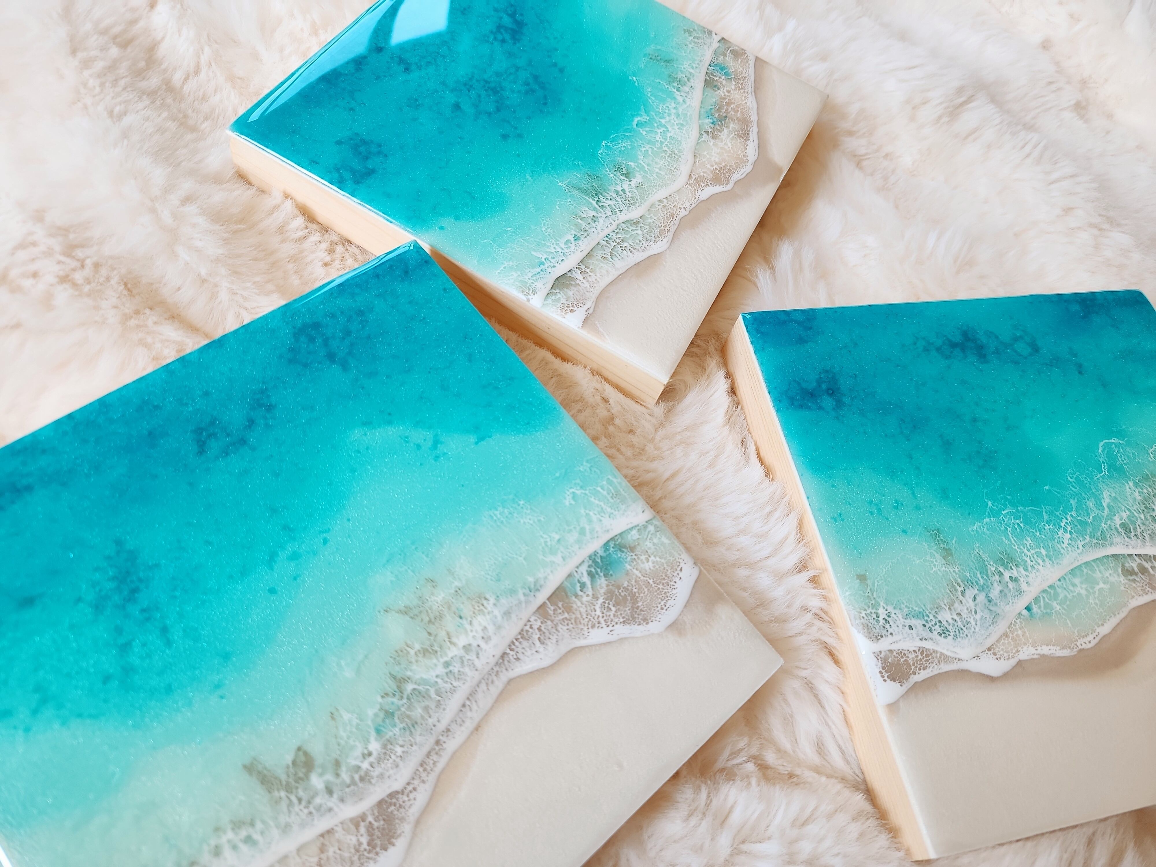 463.オーシャンレジンアート 3連パネル | Leaf Edgez