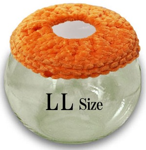 【LLサイズ】オレンジ　チンチラ　デグー　砂浴び容器　飛び散り防止　ブラッシング効果  Chinchilla's glass ball for dust bath [LLsize] fluffy ring is [ orange color] .