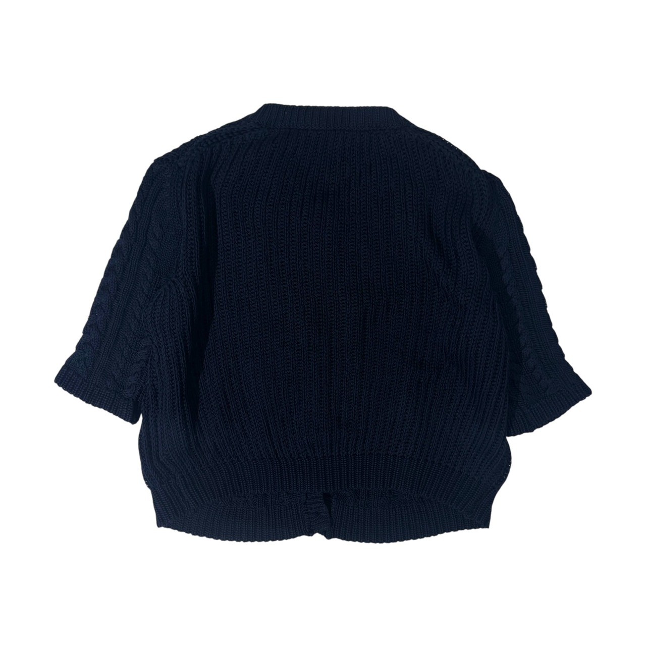 Mademoiselle NON NON タグ付き イタリア製 半袖 コットンニット セーター 46/ネイビー