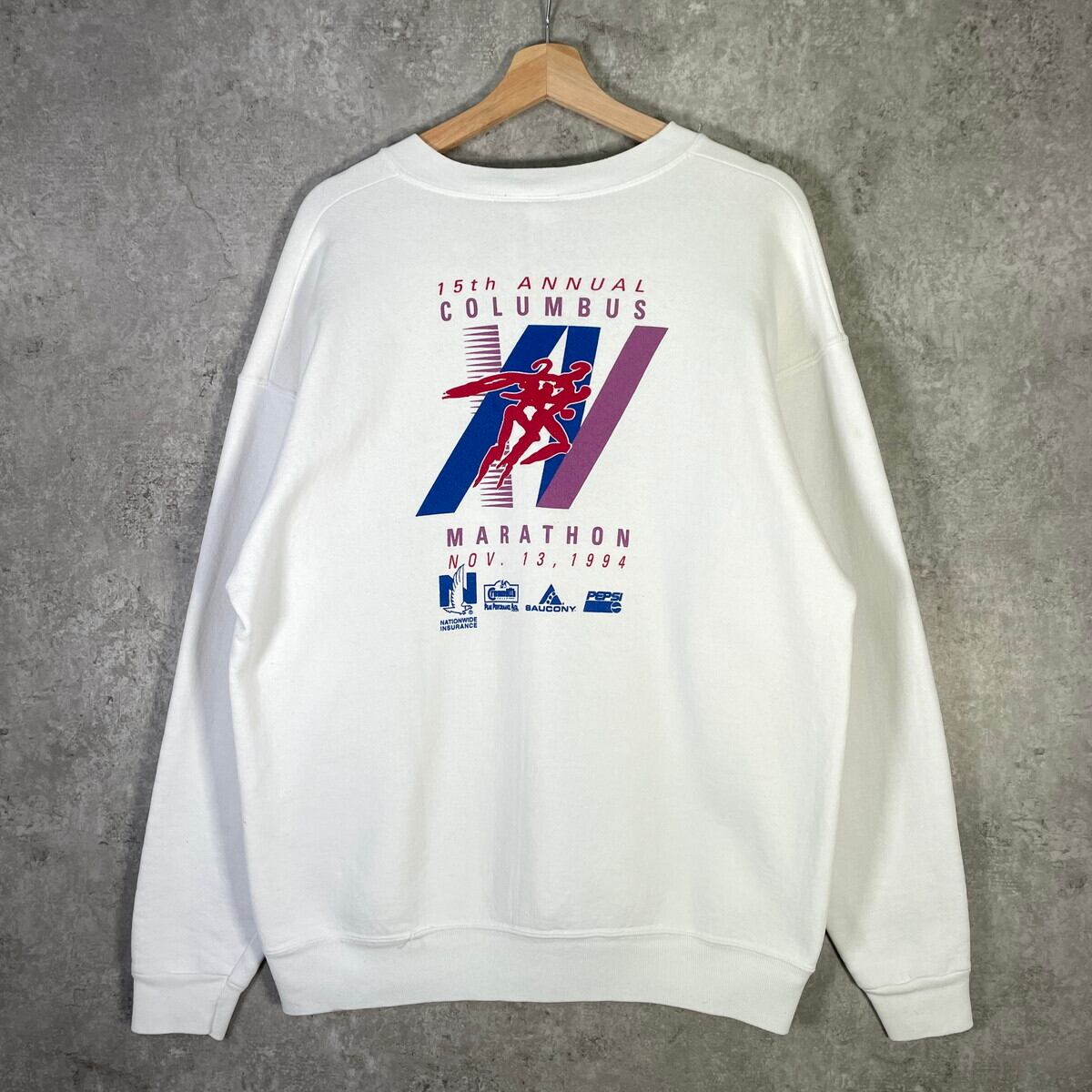 90年代 USA製 COLUMBUS MARATHON 企業ロゴプリント スウェットシャツ