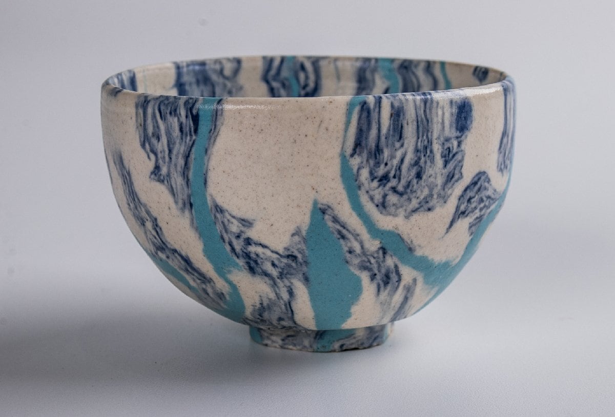 交趾焼 藍釉黄釉菱形皿 8客 F601C | うつわや古季