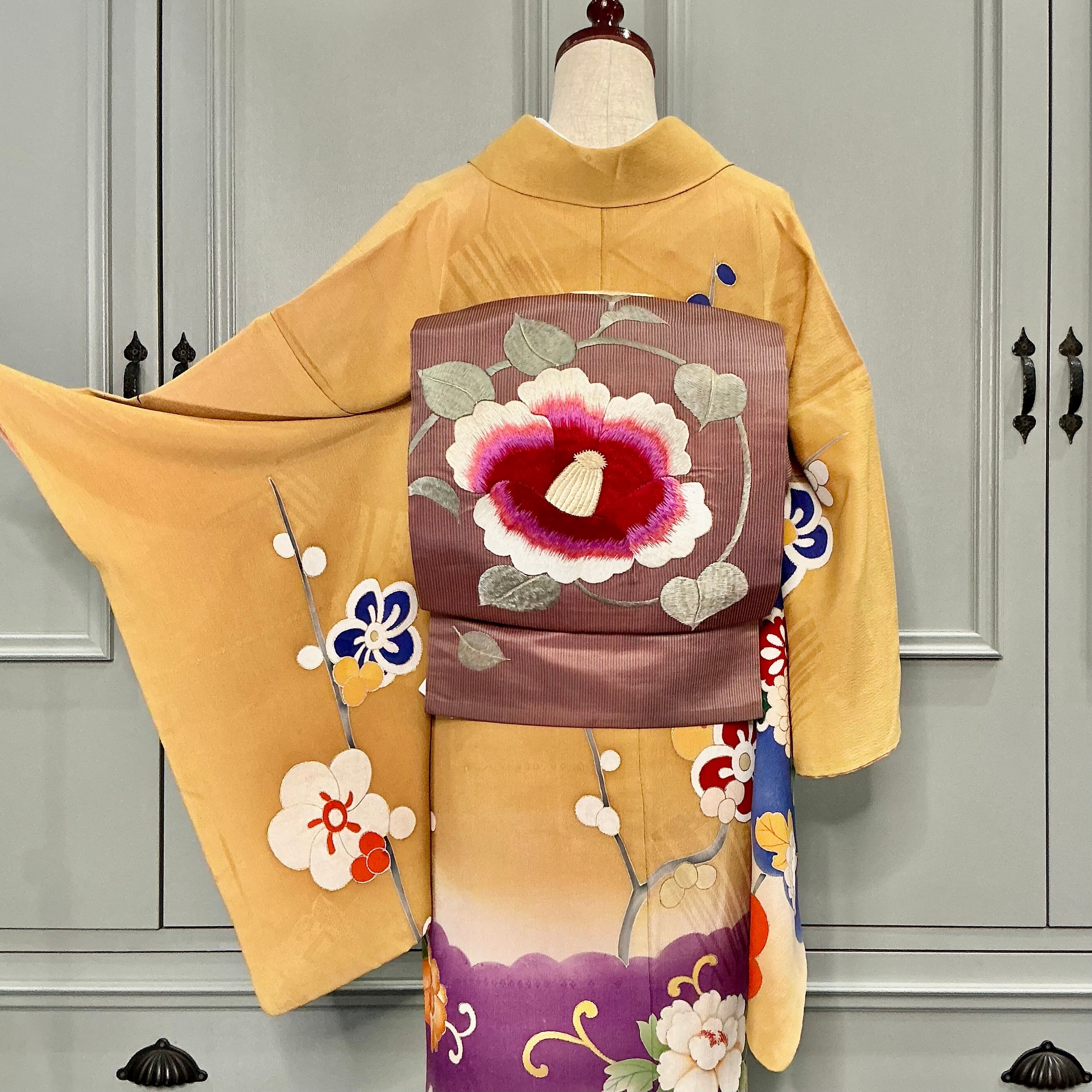 山吹色 卒業袴 黄色 専用袴のみ販売 袴 山吹色 黄色 菊 S Mサイズ 卒業