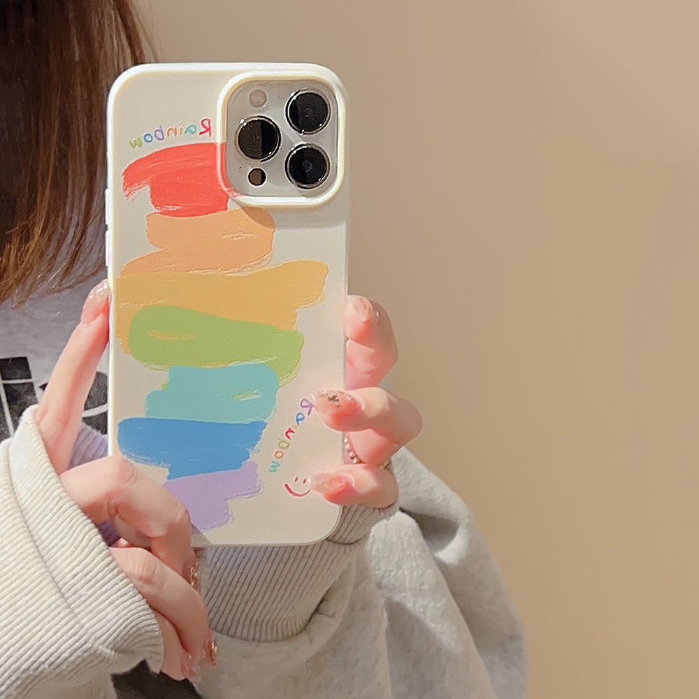 笑顔がお守り代わり♪落書きレインボー スマイル カメラ保護フレーム