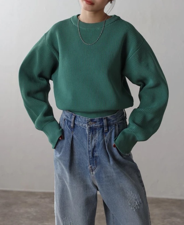 ナンバーミーTOKYO" SCUBA KNIT SHORT PULLOVER"GREEN