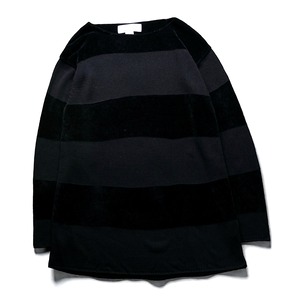 Vintage velour switching border knit "BLACK"