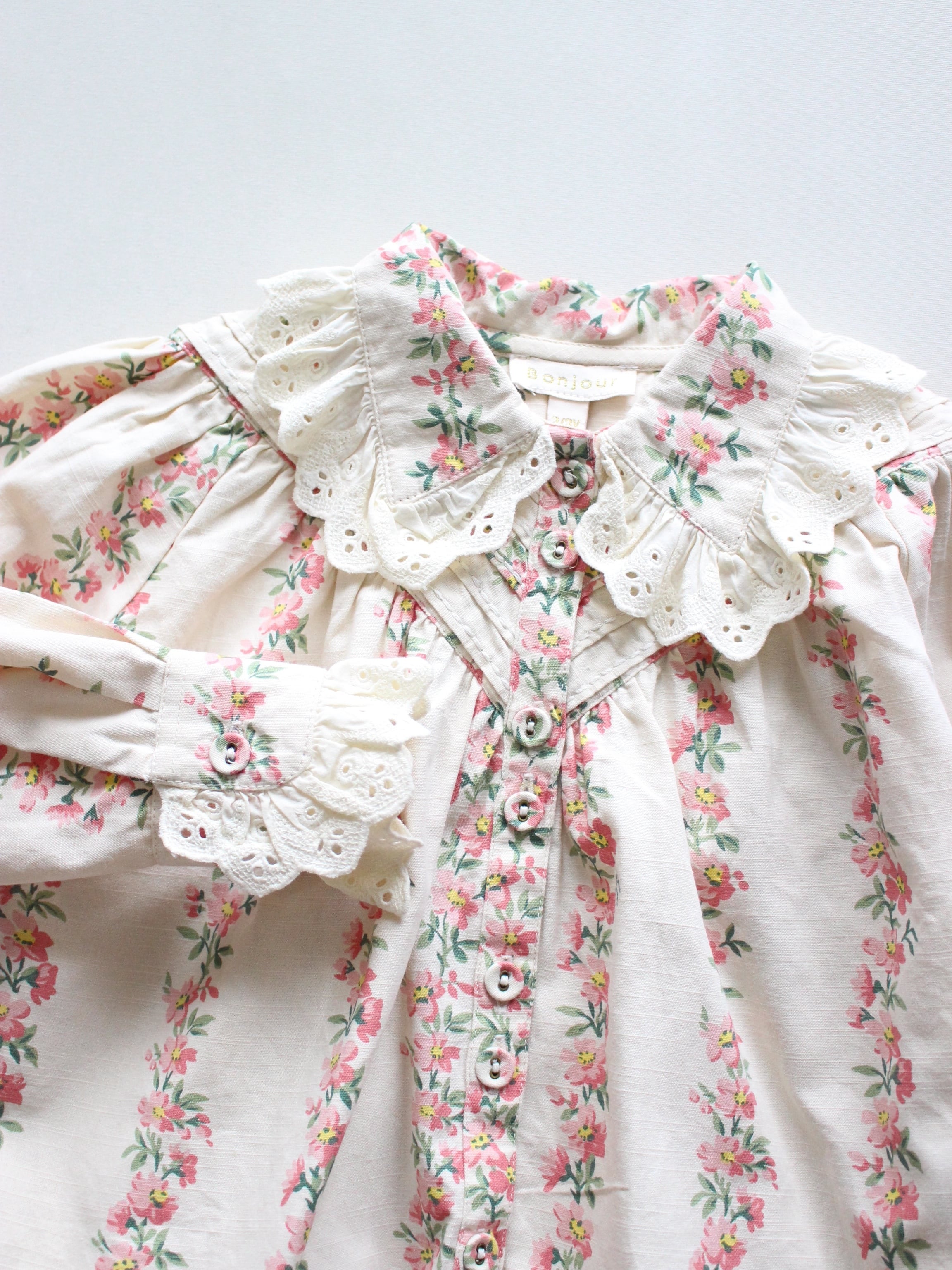 BONJOUR DIARY IRIS BLOUSE Farandole stripes flowers print 8 