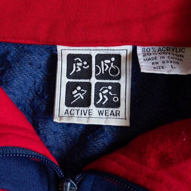 "ACTIVE WEAR" '90s vintage Multi color sweat zip top