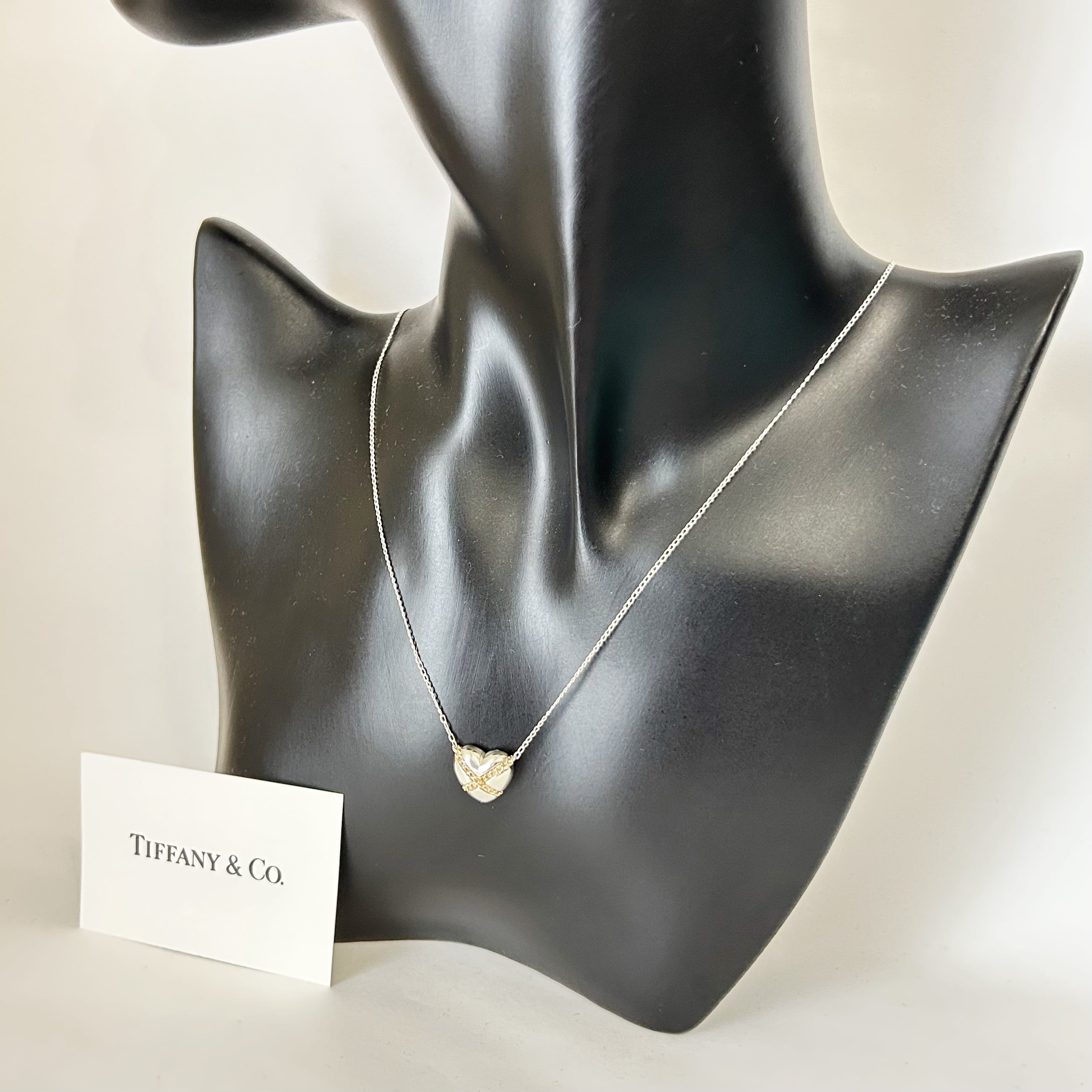 T8058】Tiffany&Co. cross heart necklace/silver925,K18/ティファニー