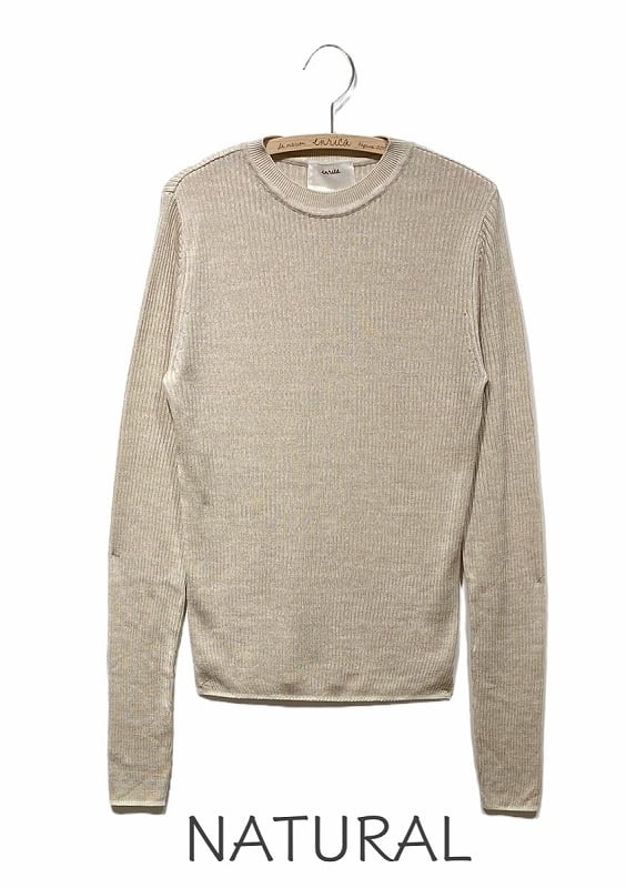 定番【ラウンドネックシルクリブニットプルオーバー】KNIT 205