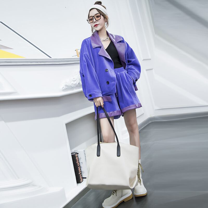 プラスサイズの女性の2020年秋の新しいファットシスタースリムアウタースーツウエスタンスタイルのショーツファッションツーピーススーツ ミックスインファッション13166426787