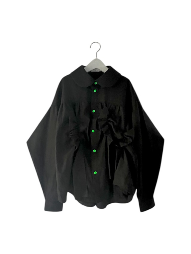 FULLY EMBROIDERED FRILL SHIRT col.BLACK / F2