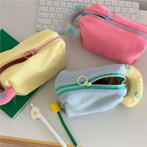 melody cosmetic pouch 3colors / メロディー コスメ ポーチ チェック 化粧品 韓国インテリア雑貨