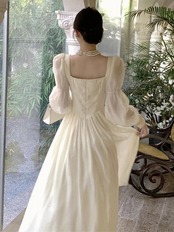 【0252】Vintage Chiffon Lantern Long Sleeve Dress