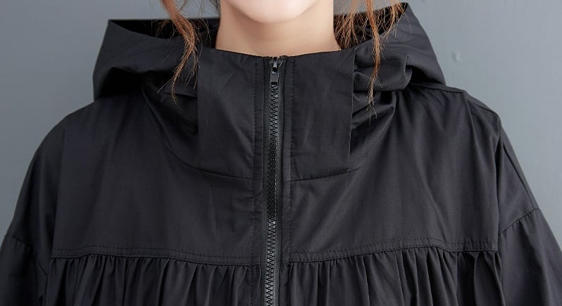 長袖 ウィンドブレーカ ギャザーロングウィンドブレーカー（2色）10422 | さらり＊ふわり
