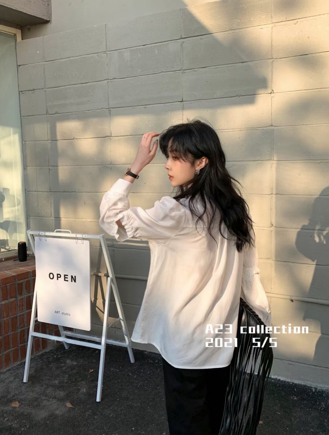 オープンエルボーブラウス　AJ3396-D05