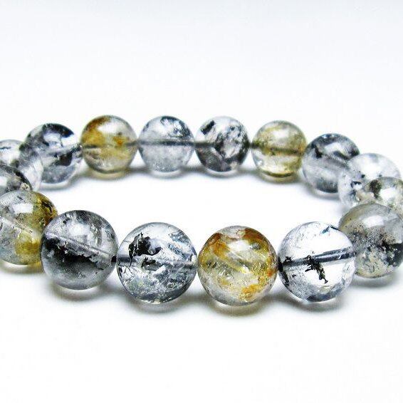 エレスチャルクォーツ ブレスレット 13mm ブラックエレスチャル 一点物 111-37861