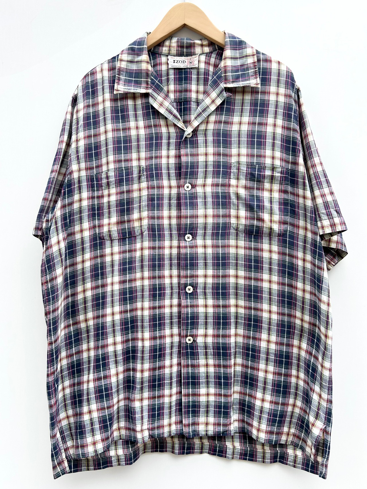 60s IZOD S/S OPEN COLLAR SHIRT Size XL程