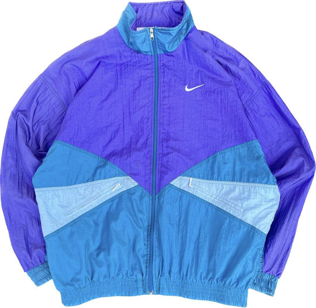 90s NIKE ナイキ 銀タグ ナイロンジャケット ビッグロゴ スウッシュ