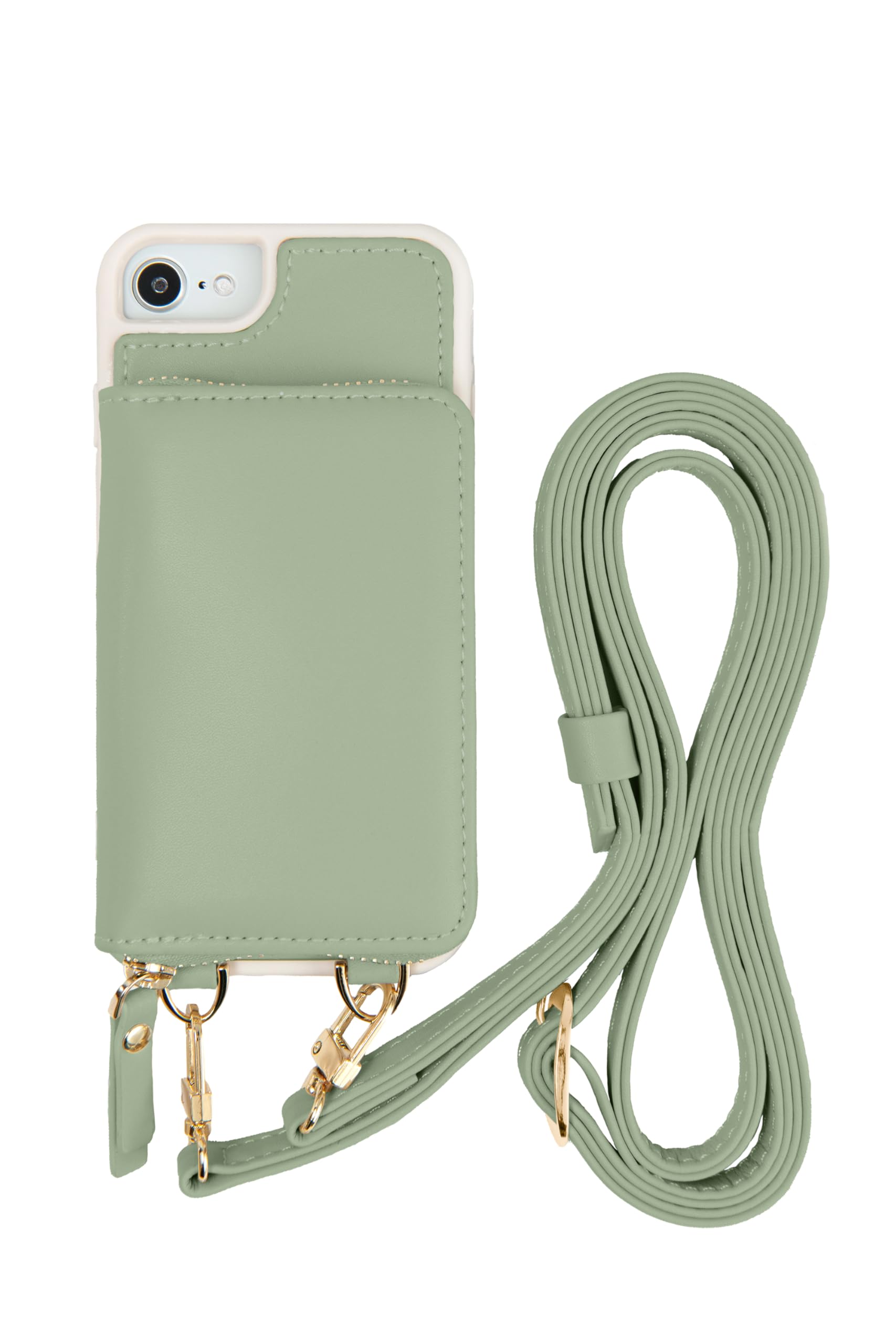 MINTY iPhoneSE 第3世代 第2世代 iPhone8 iPhone7 用 ケース ショルダーストラップ ウォレット付き ミントグリーン