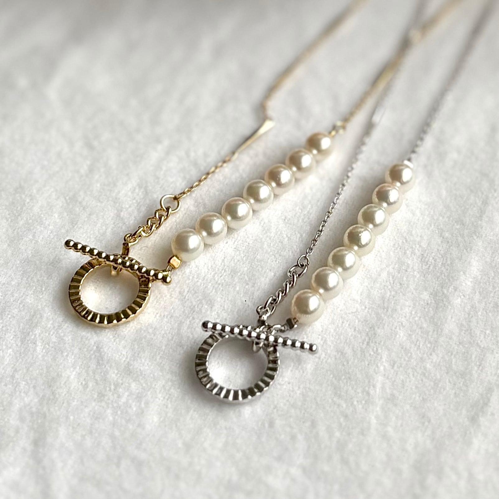 SV パックマン ロングネックレス & ピアス セットあこや真珠 パール