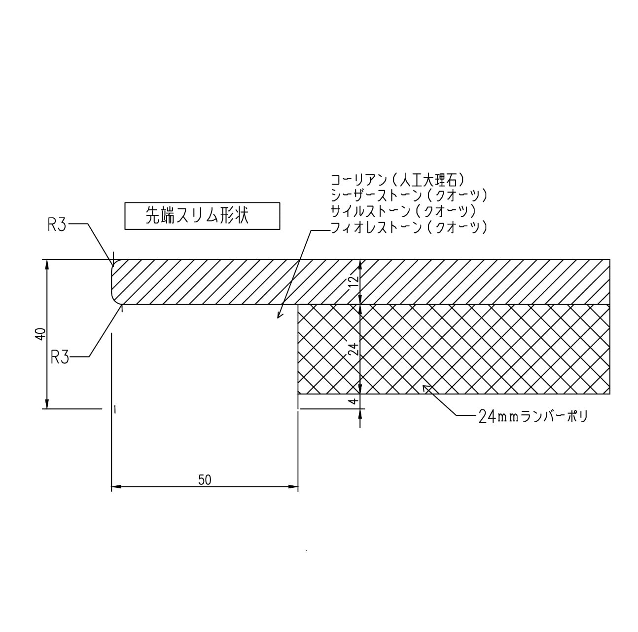 サイズ・形状オーダー]KC-ACJ シトラスオレンジ コーリアン(人工大理石