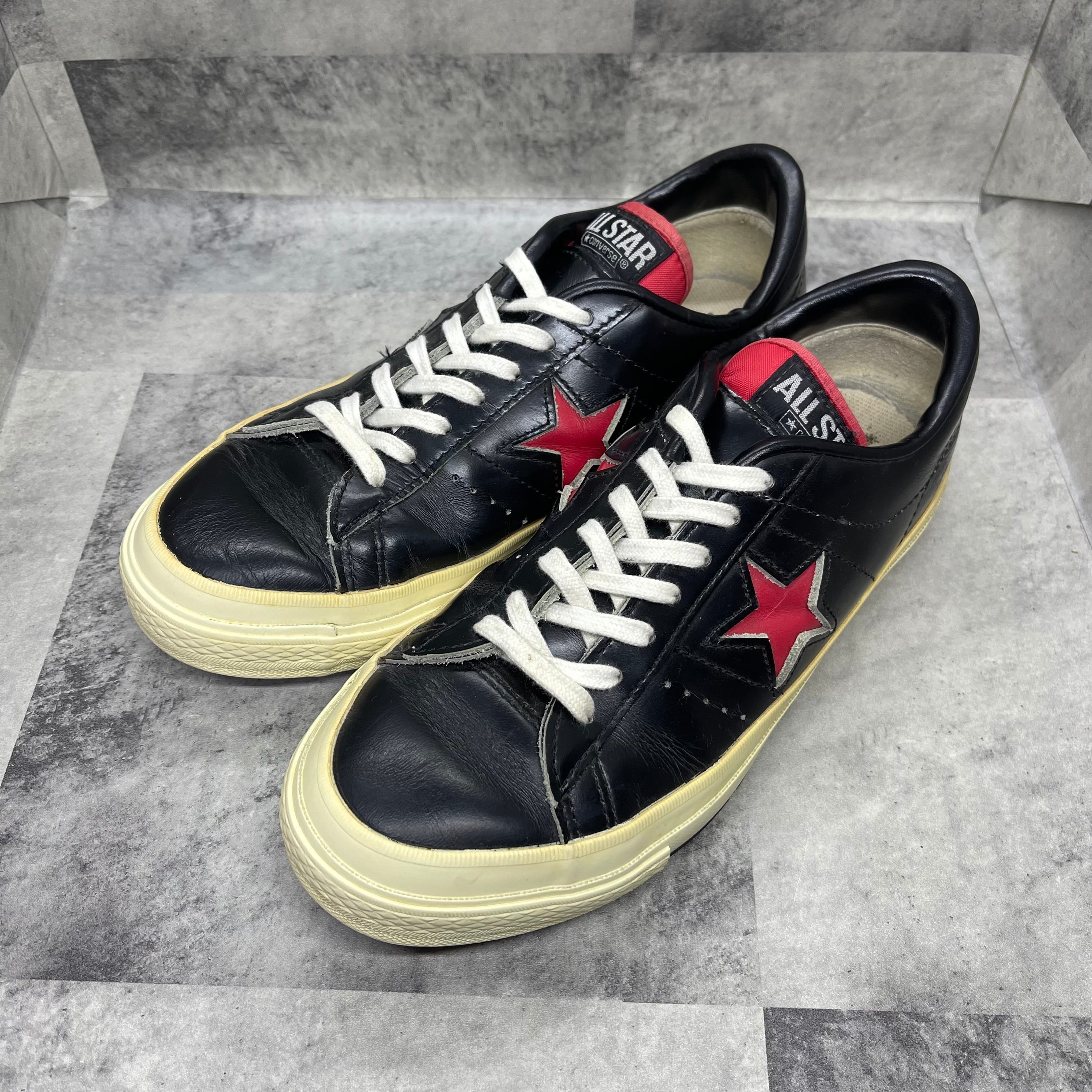 90s USA製 CONVERSE ALL-STAR VELCRO LEATHER HI BLACK OLD VINTAGE