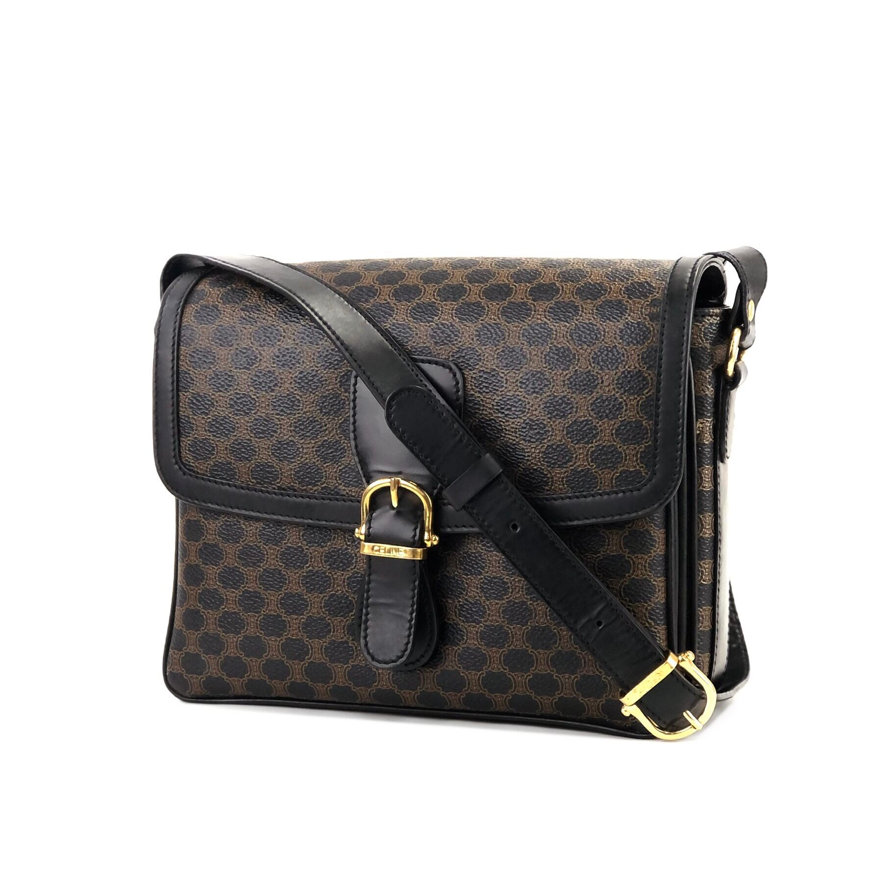 CELINE セリーヌ マカダム フロントベルト PVC×レザー ショルダー