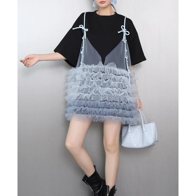 Ruffle tulle layered tee　M2902