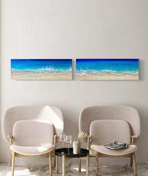 オーシャンレジンアート　ロング2枚組『summer love』　600×200×2