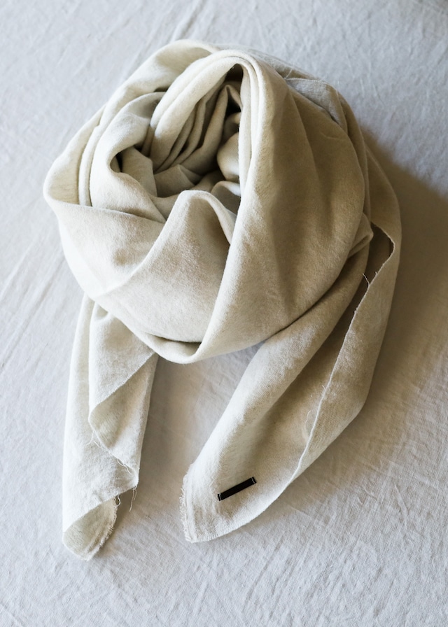 Honnete - Wool Linen Washed Twill ワイドストール - Off White